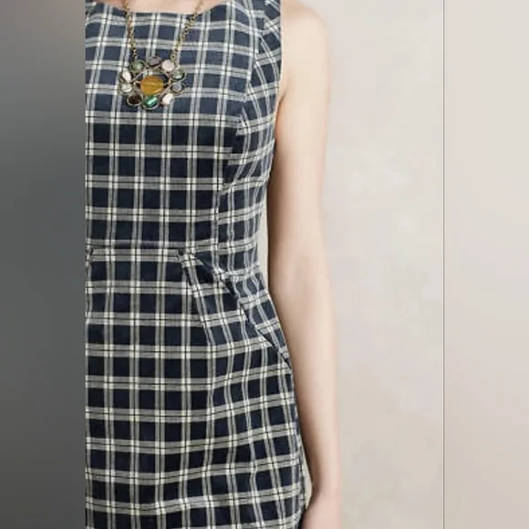 Anthropologie Sunday in Brooklyn Grey Black Corduroy Sleeveless Shesth dress Sz6 - Picture 4 of 15